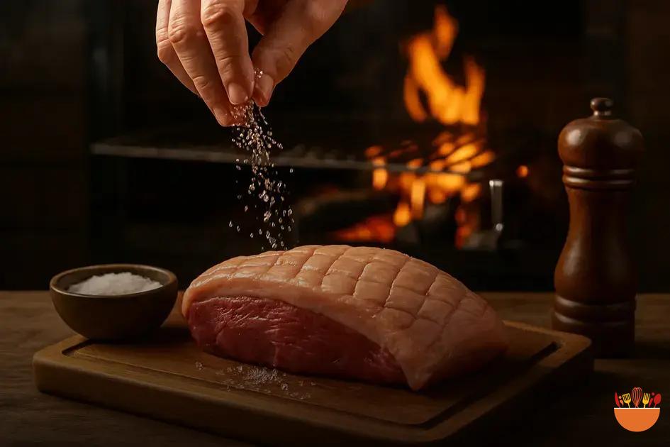 Preparação da picanha antes de ir para a churrasqueira
