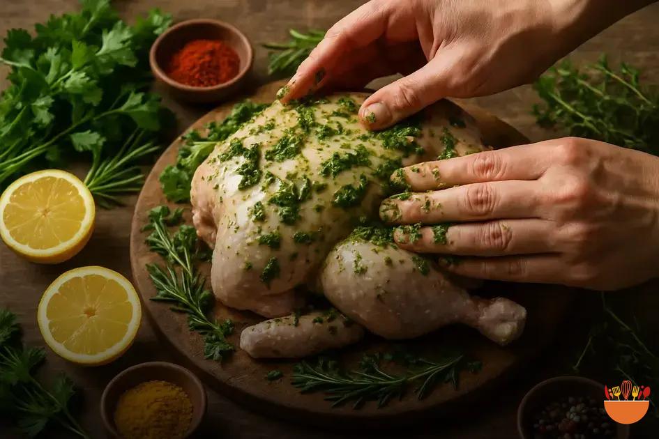 Preparando o frango: temperos e marinada Preparando o frango: temperos e marinada